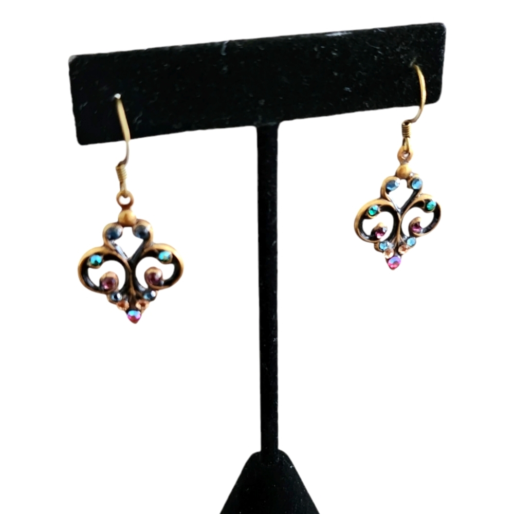 Copper Dangle Rhinestone Earrings